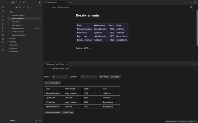 Markdown Table Editor — okładka