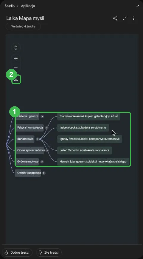 Rozwinięta gałąź Bohaterowie z pięcioma postaciami i przycisk pobierania mapy