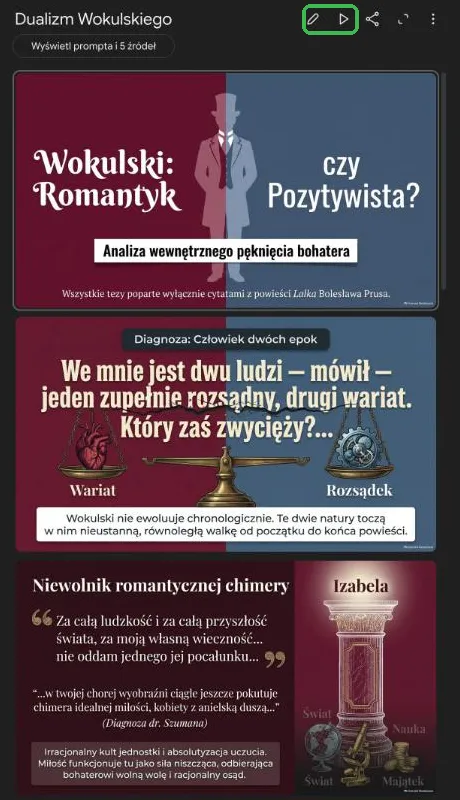 Gotowa prezentacja Dualizm Wokulskiego: trzy pierwsze slajdy z cytatami z powieści
