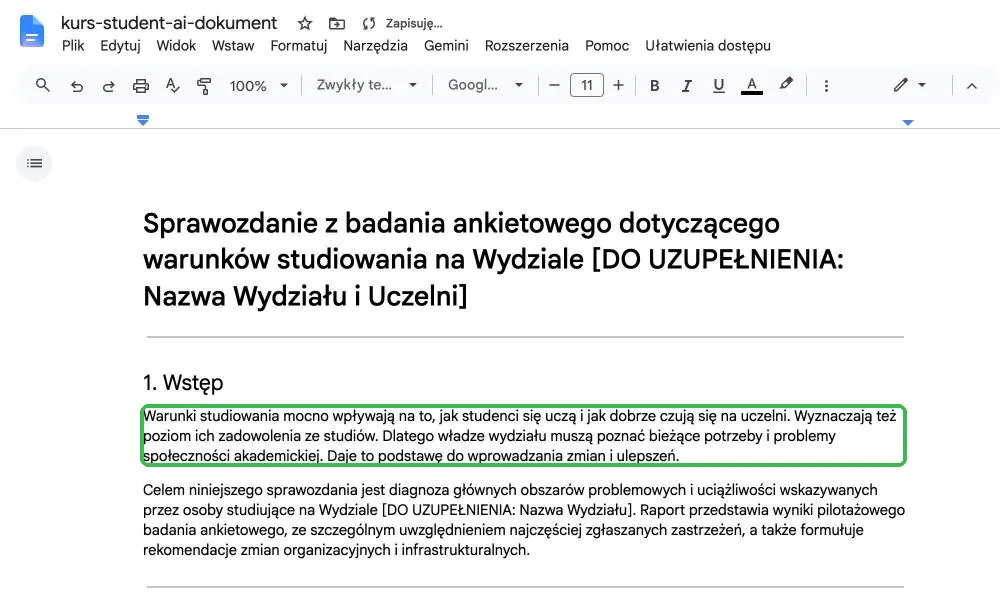 Wstęp po zmianie: krótsze, prostsze zdania