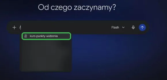 Lista skilli po wpisaniu ukośnika w polu pytania