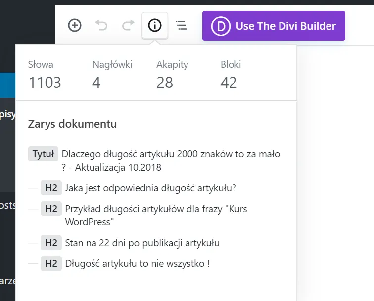 Struktura artykułu w Gutenberg