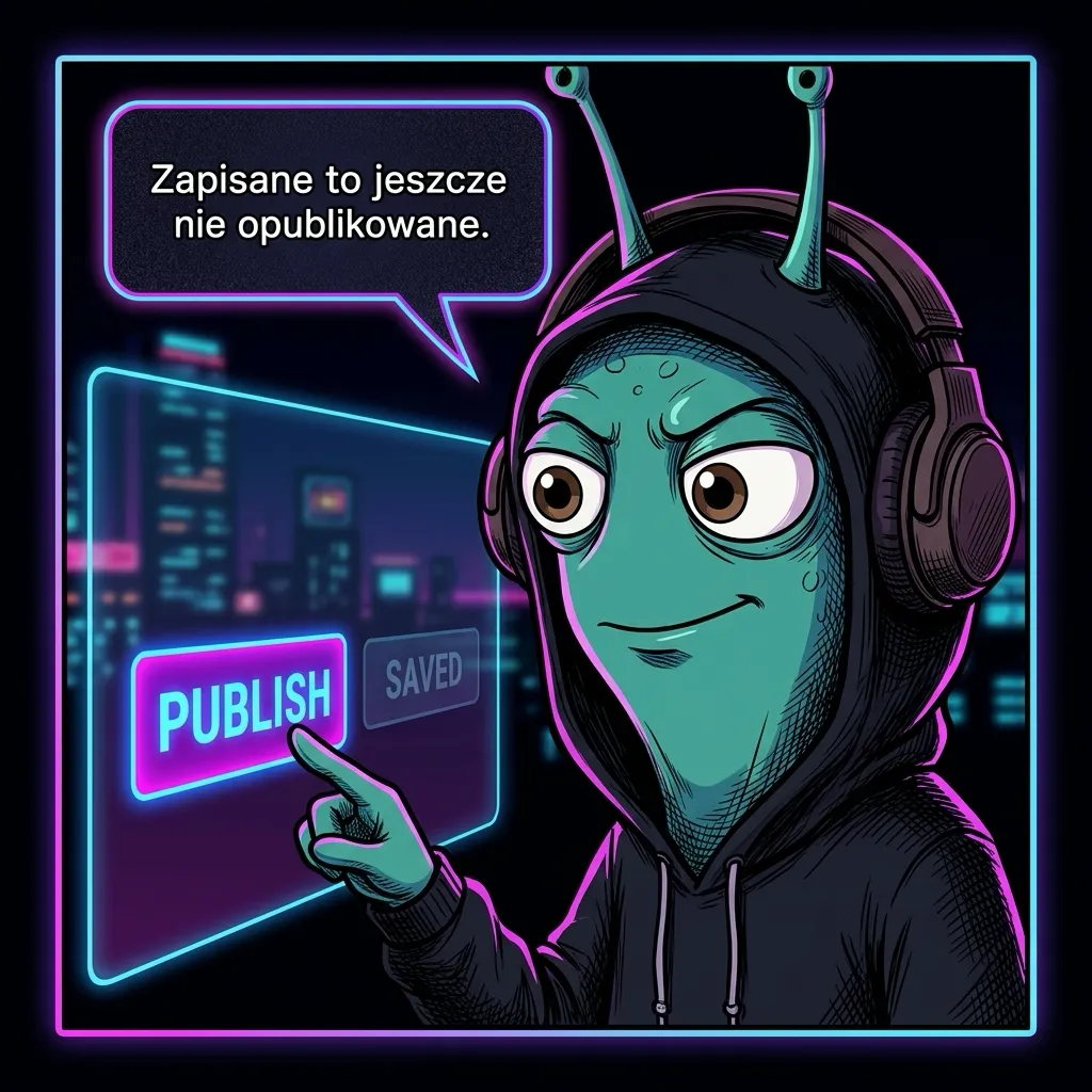 Interfejs n8n - Wolniś przy przycisku Publish