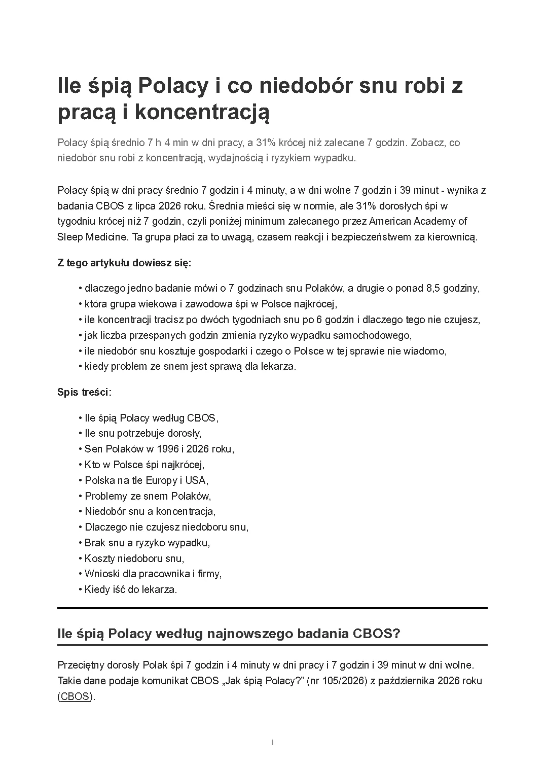 Ile śpią Polacy i co niedobór snu robi z pracą, strona 1 z 15